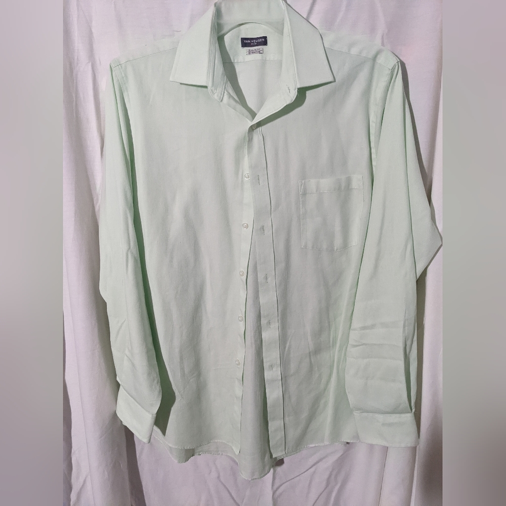 Large pale green button down